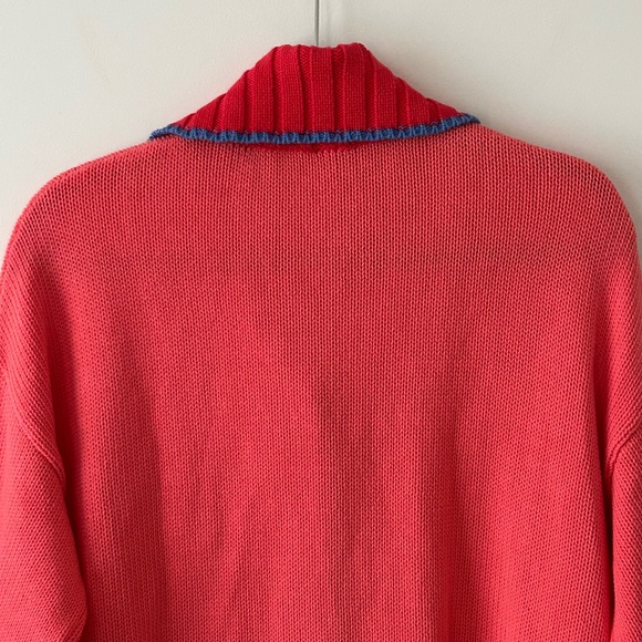 Zaket & Plover 100% Cotton Collared Button Up Coral Cardigan - Picture 13 of 16